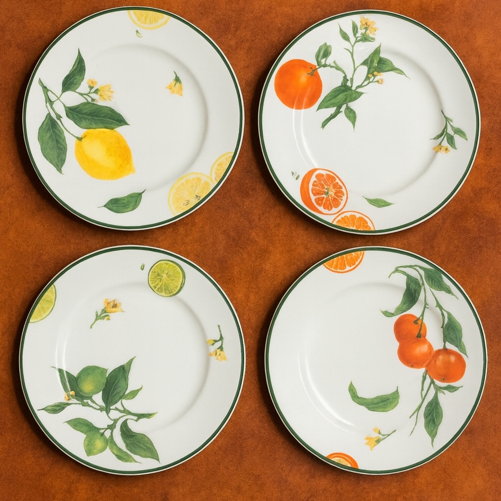 Vintage 2002 Williams Sonoma Citrus Grove Dessert Plates Set of 4